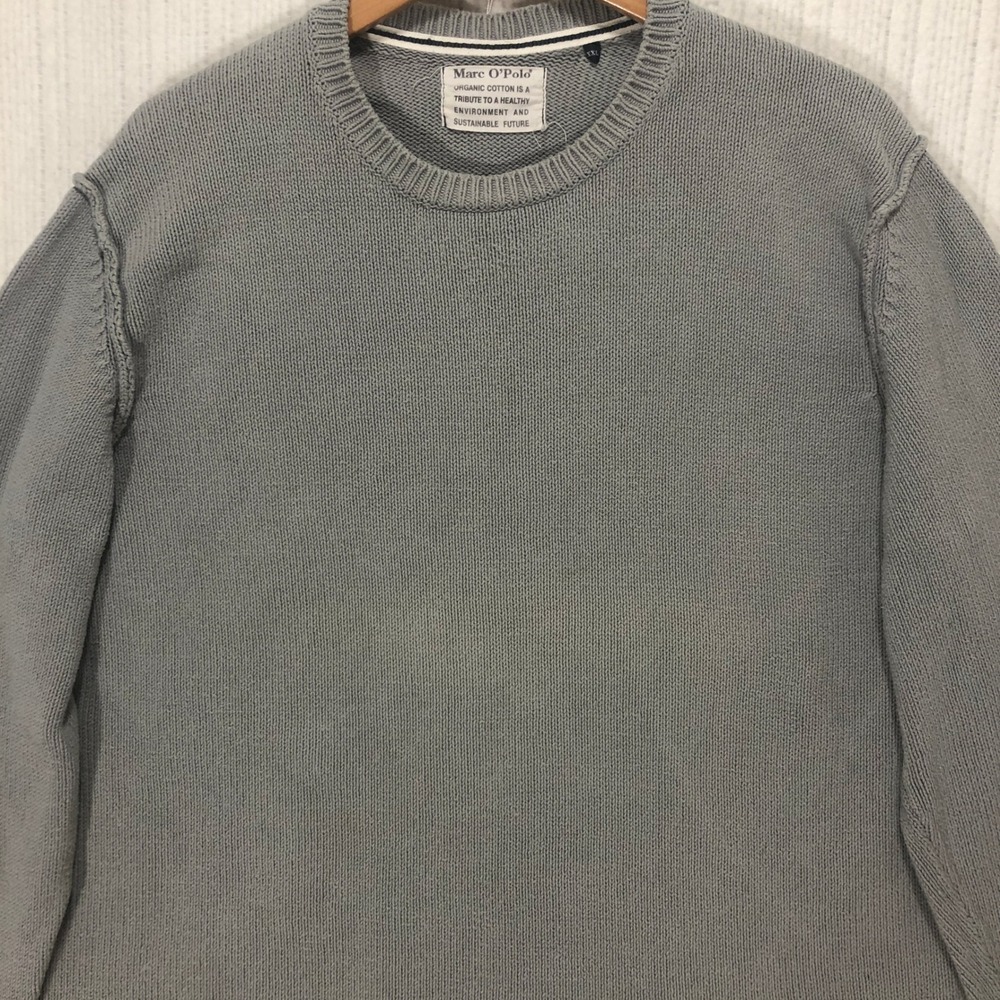 Marc O Polo Mens XXL Grey Organic Cotton Crewneck Knit Sweater Sustainable